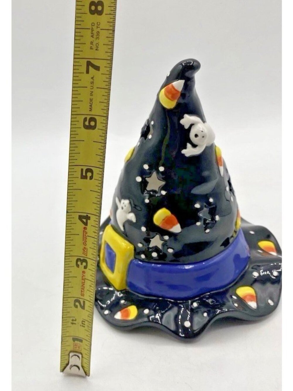 Bella Casa By Ganz Halloween Witch Hat Tealight Candle Holder Candy Corn Ghosts - Picture 16 of 16